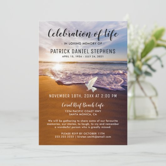 Beach Celebration of Life Funeral Kaart (Staand voorkant)