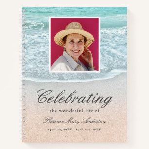 Beach Celebration of Life Photo Funeral Guest Book Notitieboek