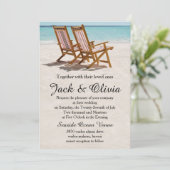 Beach Chairs Destination Wedding Invitation Kaart (Staand voorkant)
