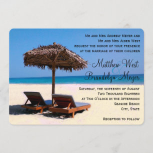 Beach Chairs Destination Wedding Invitation Kaart
