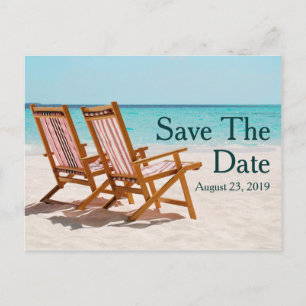 Beach Chairs Destination Wedding Save the Date Aankondigingskaart