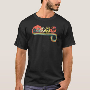 Beach Chairs Umbrella Retro Sunset Rainbow T-shirt