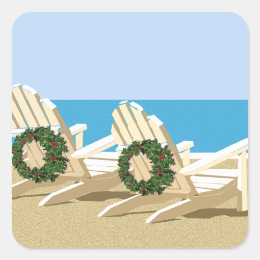 Beach Chairs & Wreaths Vierkante Sticker (Voorkant)