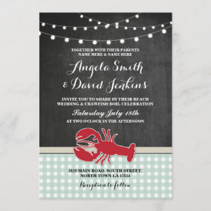 Beach Chalk Crawfish Boil Lobster Invite Kaart