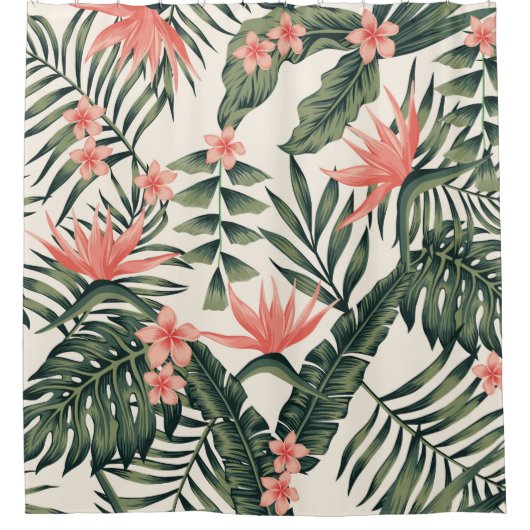 Beach cheerful seamless pattern wallpaper of tropi douchegordijn (Voorkant)