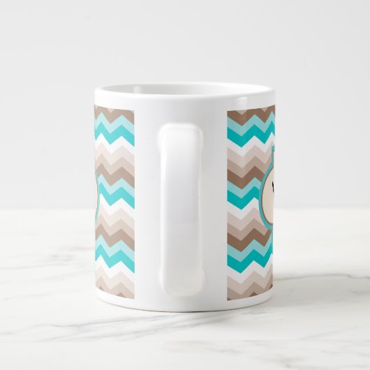 Beach Chevron Zigzag Monogram Jumbo Beker (Achterkant)