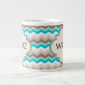 Beach Chevron Zigzag Monogram Jumbo Beker (Voorkant)