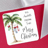 Beach Christmas Gift Tag Sticker