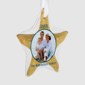 Beach Christmas Starfish Famille Photo Blanc Bleu (devant)