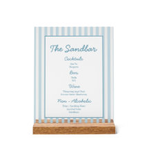 Beach Club Cabana Bar White and Blue Stripe