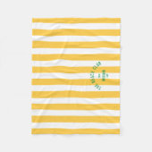 Beach Club Crest Gele Cabana Streep Monogram Fleece Deken (Voorkant)