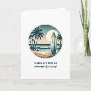 Beach Club Surfplank Tropische Verjaardag Kaart