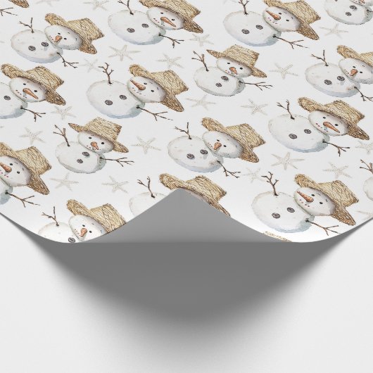 Beach Coast Snowman Kerstmis Cadeaupapier (Hoek)
