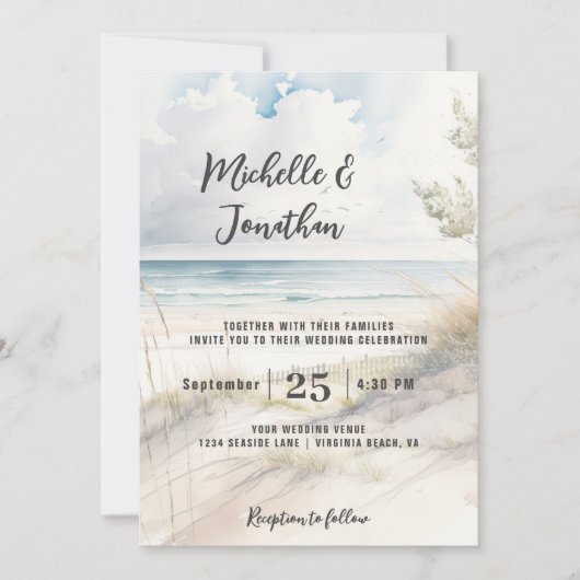 Beach Coastal Destination All in One Wedding Kaart (Voorkant)