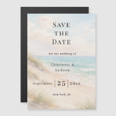 Beach coastal modern wedding Save the Date magnet (Devant / Derrière)