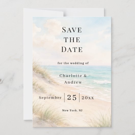Beach coastal modern wedding Save the Date magnet (Recto)