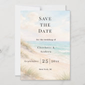Beach coastal modern wedding Save the Date magnet Magnetische Uitnodiging (Voorkant)