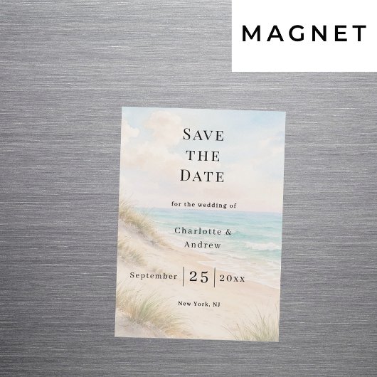 Beach coastal modern wedding Save the Date magnet Magnetische Uitnodiging