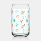 Beach Coastal Seashells Family Name Custom Blikvorm Glas (Achterkant)