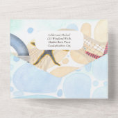 Beach Coastal Wedding Invite RSVP Menu Details All In One Uitnodiging (Achterkant)