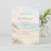 Beach coastal wedding kaart (Staand voorkant)