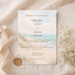 Beach coastal wedding kaart