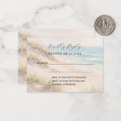 Beach coastal wedding response RSVP Notitiekaartje (Voorkant / Achterkant in situ)