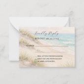 Beach coastal wedding response RSVP Notitiekaartje (Voorkant)