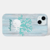 Beach Coastal Wood Aqua Glitter Custom Case-Mate iPhone Case (Achterkant (horizontaal))