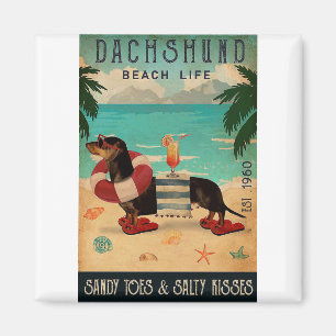 Beach Cocktail Life Dachshund Magneet