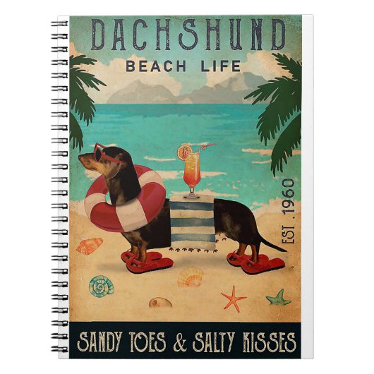  Beach Cocktail Life Dachshund Notitieboek (Voorkant)
