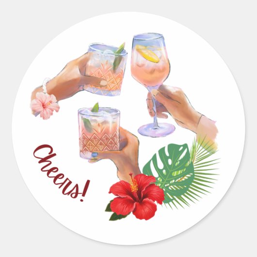 Beach Cocktails Party Ronde Sticker (Voorkant)