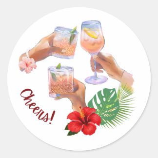 Beach Cocktails Party Ronde Sticker