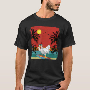 Beach Coconut Tree Retro Graphic Chicken Lover Som T-shirt