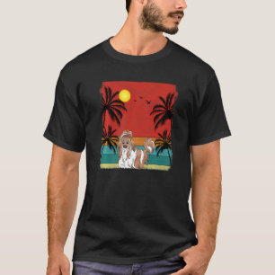 Beach Coconut Tree Retro Graphic Ship Tzu Dog Sum T-shirt