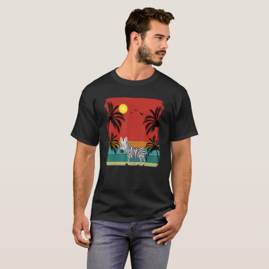 Beach Coconut Tree Retro Graphic Summer T-shirt (Voorkant volledig)