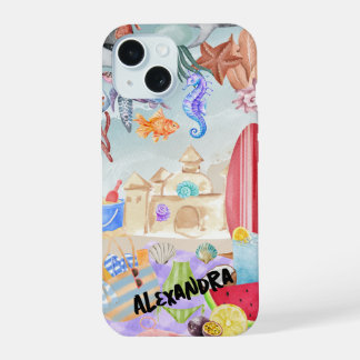 Beach Collage, Ocean & Summer Vibes Telefoonhoesje iPhone 15 Hoesje