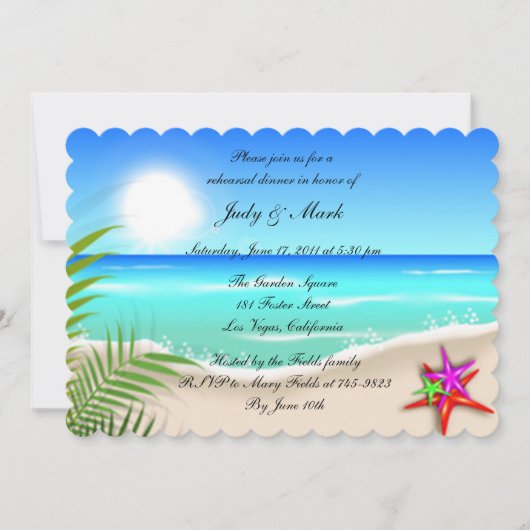 Beach Colorful Starfish repesial Dinner Invite Kaart (Voorkant)