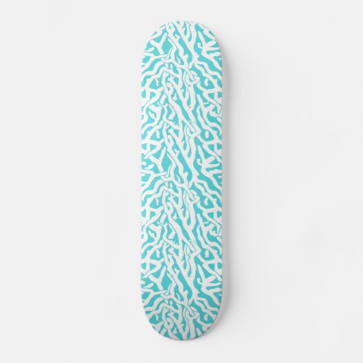 Beach Coral Reef Pattern Nautical White Aqua Blue Skateboard (Voorkant)