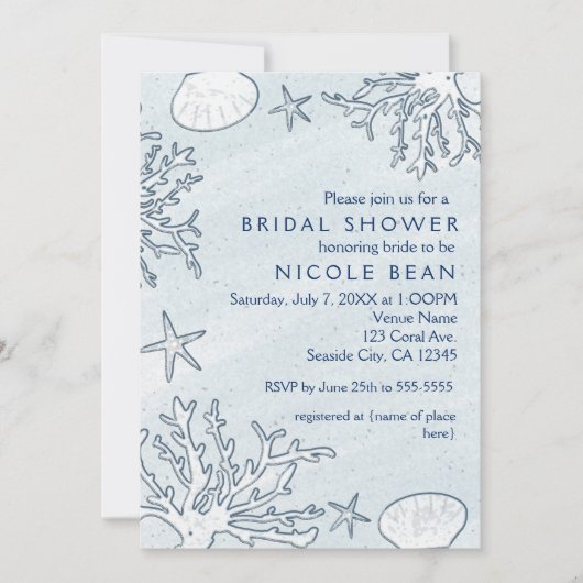 Beach Coral Reef Zee Shell & Starfish Invitations Kaart (Voorkant)