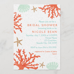 Beach Coral Reef Zee Shell & Starfish Invitations Kaart