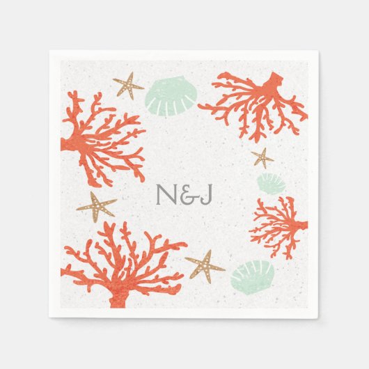 Beach Coral Reef Zee Shell & Starfish servetten (Voorkant)