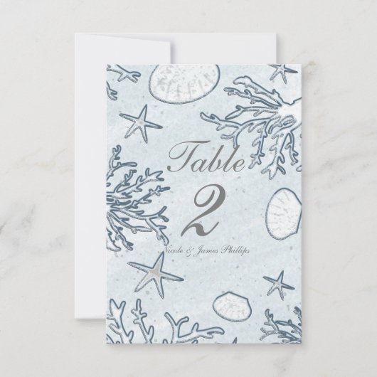 Beach Coral Reef Zee Shell & Starfish Table Number Kaart (Voorkant)