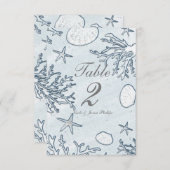 Beach Coral Reef Zee Shell & Starfish Table Number Kaart (Voorkant / Achterkant)