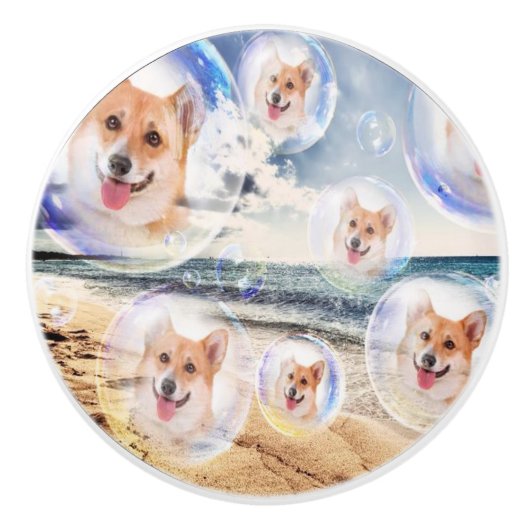 Beach Corgis Keramische Knop (Voorkant)