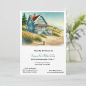 Beach Cottage Housewarming Party Uitnodiging (Staand voorkant)