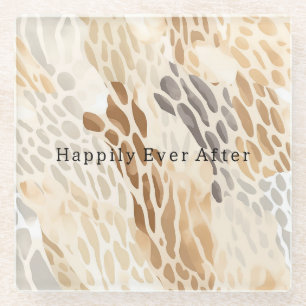 Beach Cream Abstract Animal Glazen Onderzetter