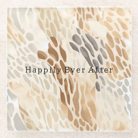 Beach Cream Abstract Animal Glazen Onderzetter (Voorkant)