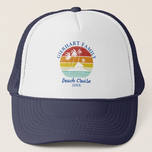 Beach Cruise Family Reunion Retro Matching Trucker Pet (Voorkant)
