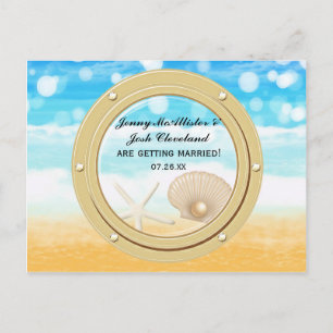 Beach Cruise Ship Port Verloving Sla de datum op Briefkaart